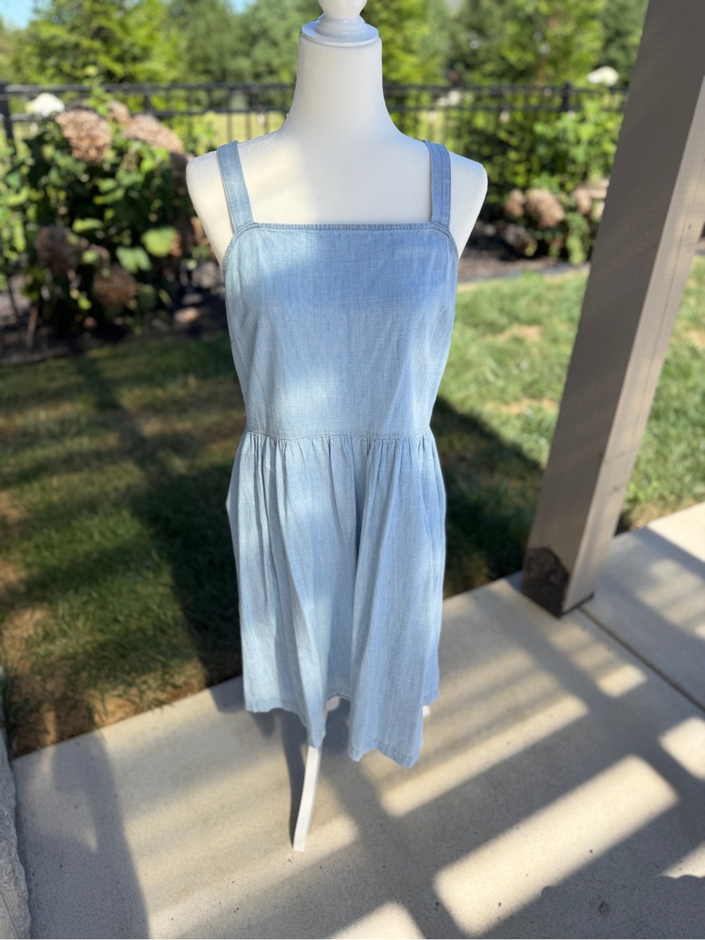 J. Crew Light Blue Square-Neck Mini Sundress